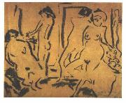 Ernst Ludwig Kirchner Female nudes in a atelier oil painting